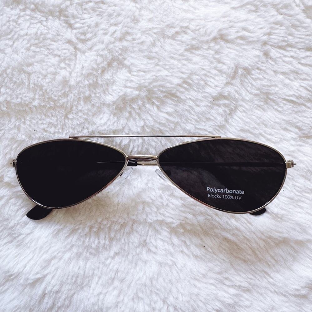 Cynthia Black w/ Silver Rims Aviator Sunglasses
